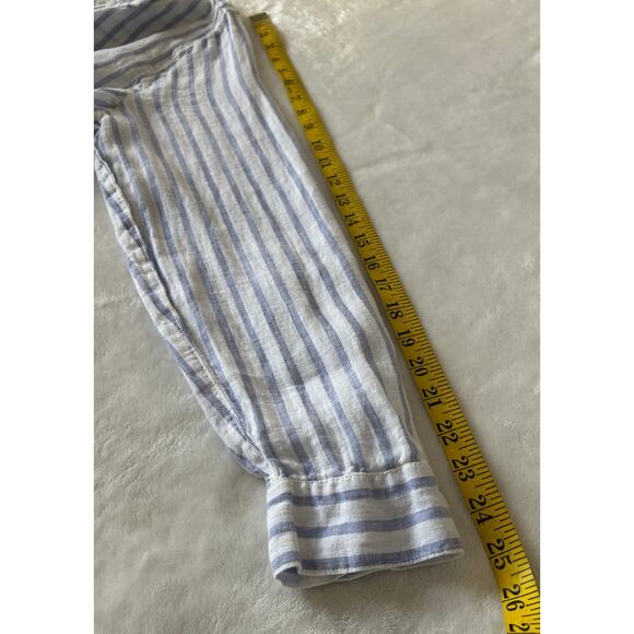 Isaac Mizrahi NY Shirt Women's Button Front Sz. XL Striped Blue/White 100% Linen - Picture 4 of 8